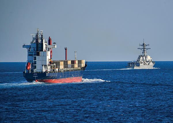 USS Lassen escorts Tomahawk merchant vessel